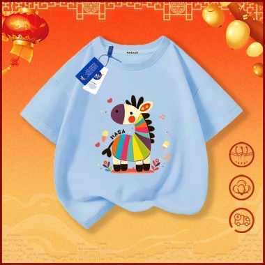 Áo phông cotton đỏ NASA ngựa con cầu vồng cộc tay casual, bộ 3 người Ngựa 2.026