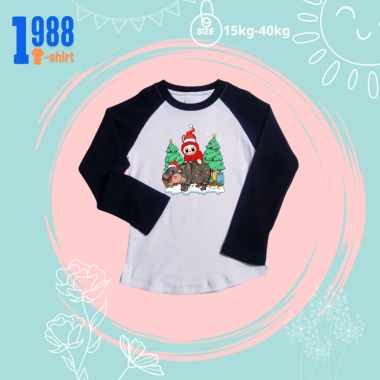 Áo phông dài tay giữ nhiệt bé gái Labubu cưỡi Hà Mã Noel - Mã TED10 giảm còn 80.000 VND