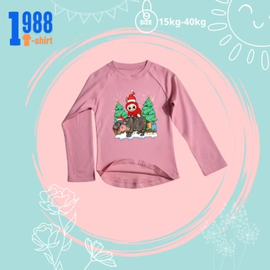 Áo phông dài tay giữ nhiệt bé gái Labubu cưỡi Hà Mã Noel - Mã TED10 giảm còn 80.000 VND