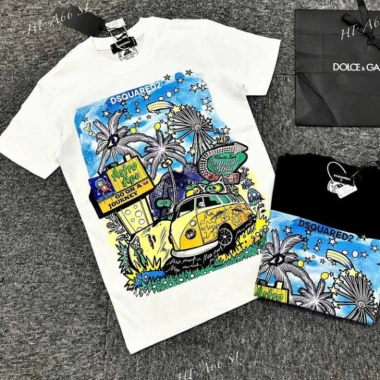 Áo Phông Dsquared2 Nam Nữ Họa Tiết Cây Dừa Đen Trắng – Hottrend 2.025 Giá 19.000₫