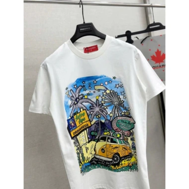 Áo Phông Dsquared2 Nam Nữ Họa Tiết Cây Dừa Đen Trắng – Hottrend 2.025 Giá 19.000₫