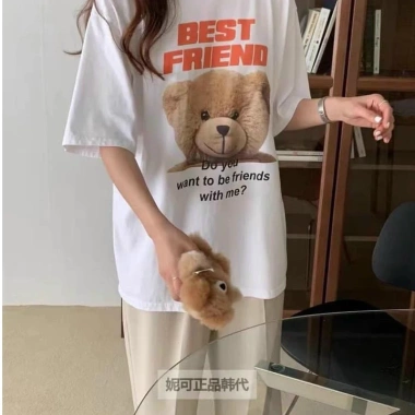 Áo phông gấu Best Friend màu xinh - Vải cotton mềm, Giá ưu đãi 103.500₫