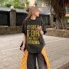 Áo phông nữ form rộng vintage RTOML, chữ cái và hình cỏ tròn, 100% cotton, giảm giá 69k 4