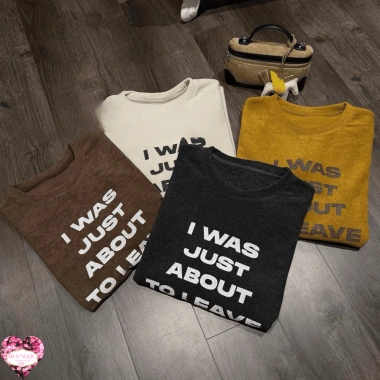 Áo Phông Nữ Nhung Chữ In I Was About To Leave Freesize Tôn Dáng, Mềm Mịn Dày Dặn - Hàng Quảng Châu Loại 1