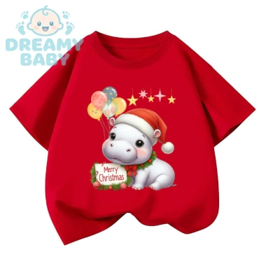Áo phông trẻ em lợn con, hà mã, hươu cao cổ - Giáng sinh, COD TP.HCM, 85.999 VND