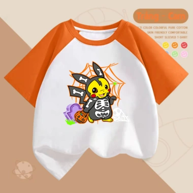 Áo Pokemon Halloween bé 100% Cotton cộc tay cổ tròn - BST Little Baby TEpikachu03 giảm 90k