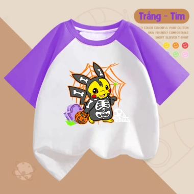 Áo Pokemon Halloween bé 100% Cotton cộc tay cổ tròn - BST Little Baby TEpikachu03 giảm 90k
