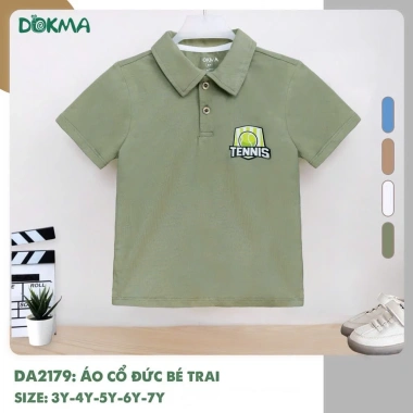 Áo Polo Bé Trai DOKMA DA2.179 13-23kg 3-7 tuổi, Cổ tròn, Giá ưu đãi 119.000đ 2