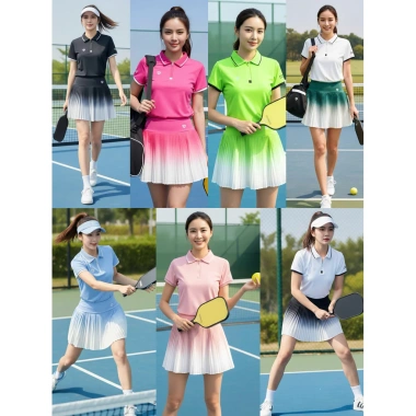 Áo Polo Cổ đức Cosleaf Phối Váy Xếp Ly Loang – Thun Lạnh Siêu Xinh cho Gym, Pickleball, Tennis – Giá chỉ 279k