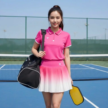 Áo Polo Cổ đức Cosleaf Phối Váy Xếp Ly Loang – Thun Lạnh Siêu Xinh cho Gym, Pickleball, Tennis – Giá chỉ 279k