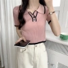 Áo polo croptop len gân nữ tay ngắn ôm body cổ bẻ dệt kim Hàn Quốc - 115k 5