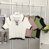 Áo polo croptop len gân nữ tay ngắn ôm body cổ bẻ dệt kim Hàn Quốc - 115k 6