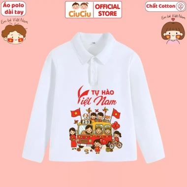 Áo Polo Dài Tay CIUCIU KID Bé Trai và Bé Gái Hình Tôi Yêu Việt Nam - Cotton Mềm Mịn, Thu Đông 119k 6