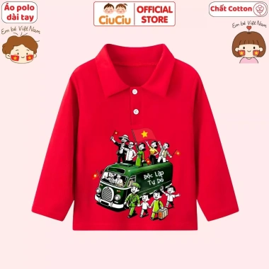 Áo Polo Dài Tay CIUCIU KID Bé Trai và Bé Gái Hình Tôi Yêu Việt Nam - Cotton Mềm Mịn, Thu Đông 119k 7