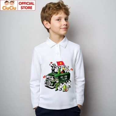 Áo Polo Dài Tay CIUCIU KID Bé Trai và Bé Gái Hình Tôi Yêu Việt Nam - Cotton Mềm Mịn, Thu Đông 119k 9