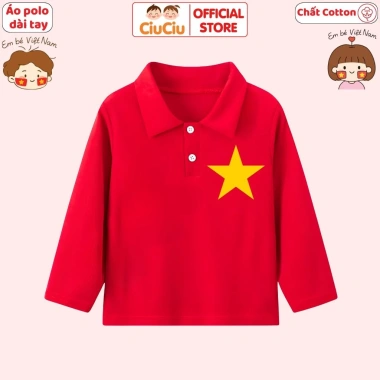 Áo polo dài tay Cờ đỏ sao vàng cho bé CIUCIU KID – cotton mềm mại, áo thu đông 119k