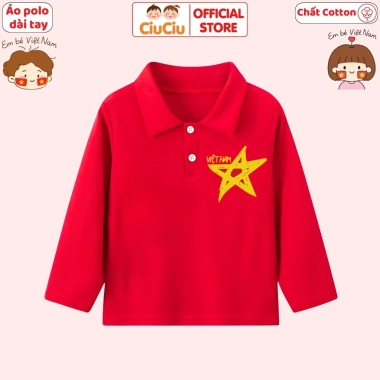 Áo polo dài tay Cờ đỏ sao vàng cho bé CIUCIU KID – cotton mềm mại, áo thu đông 119k