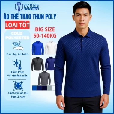 Áo Polo Dài Tay Nam Size Lớn Thun Lạnh Thể Thao Vân Dập Chìm LOẠI TỐT VNO162 135k