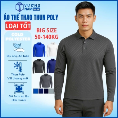 Áo Polo Dài Tay Nam Size Lớn Thun Lạnh Thể Thao Vân Dập Chìm LOẠI TỐT VNO162 135k