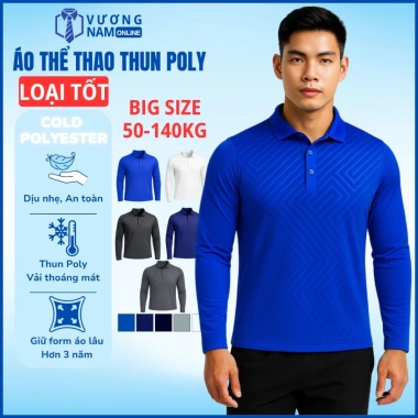 Áo Polo Dài Tay Nam Size Lớn Thun Lạnh Thể Thao Vân Dập Chìm LOẠI TỐT VNO162 135k