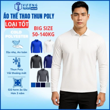 Áo Polo Dài Tay Nam Size Lớn Thun Lạnh Thể Thao Vân Dập Chìm LOẠI TỐT VNO162 135k