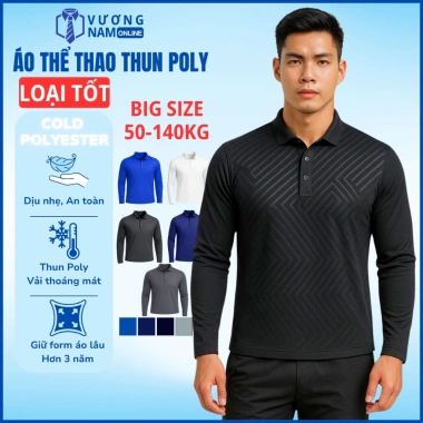Áo Polo Dài Tay Nam Size Lớn Thun Lạnh Thể Thao Vân Dập Chìm LOẠI TỐT VNO162 135k