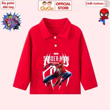 Áo Polo Dài Tay Siêu Nhân Người Nhện cho bé trai - CIUCIU KID, thun cotton mềm mại, áo thu đông, giá ưu đãi 119k 10 Áo Polo Dài Tay Siêu Nhân Người Nhện cho bé trai - CIUCIU KID, thun cotton mềm mại, áo thu đông, giá ưu đãi 119k 10