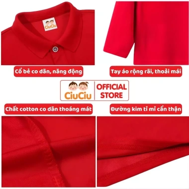 Áo Polo dài tay Tết Bính Ngọ 2.026 bé trai và bé gái - CIUCIU KID - Giá 119,000₫