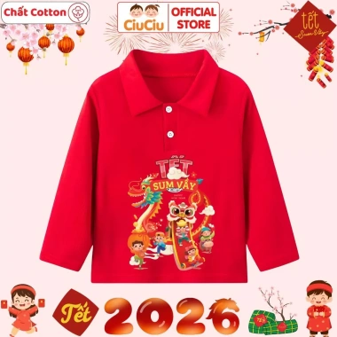 Áo Polo Dài Tay Tết CIUCIU KID Bé Trai và Bé Gái Vải Thun Cotton Thu Đông 2.026 119k 4