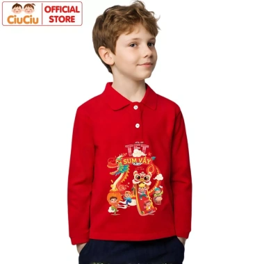 Áo Polo Dài Tay Tết CIUCIU KID Bé Trai và Bé Gái Vải Thun Cotton Thu Đông 2.026 119k 8