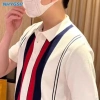 Áo polo dệt kim sọc nam NHYGSV – Vải mát mẻ, trắng, size M-XXXL, phong kinh doanh 3