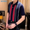 Áo polo dệt kim sọc nam NHYGSV – Vải mát mẻ, trắng, size M-XXXL, phong kinh doanh 4