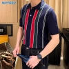 Áo polo dệt kim sọc nam NHYGSV – Vải mát mẻ, trắng, size M-XXXL, phong kinh doanh 6