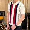 Áo polo dệt kim sọc nam NHYGSV – Vải mát mẻ, trắng, size M-XXXL, phong kinh doanh 9