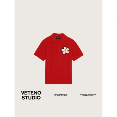 Áo Polo Đỏ VETENO Thêu Hoa Cúc - Chất liệu cao, giảm 20% còn 1.050.000₫