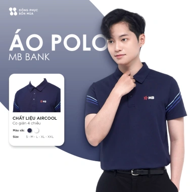 Áo Polo Đồng Phục MB Bank Xanh Than AirCool Co Dãn Thoáng Mát - Size Nam Nữ Áo Polo Đồng Phục MB Bank Xanh Than AirCool Co Dãn Thoáng Mát - Size Nam Nữ
