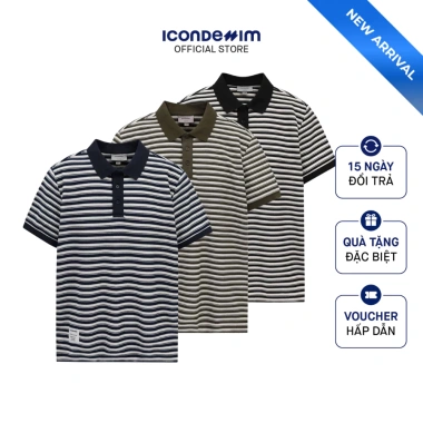 Áo Polo Nam ICONDENIM Hoạ Tiết Braided Stripes Regular - Giá 399.000 VNĐ, giảm 79.000 Áo Polo Nam ICONDENIM Hoạ Tiết Braided Stripes Regular - Giá 399.000 VNĐ, giảm 79.000