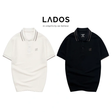 Áo polo nam LADOS-9.195 thêu ngựa, vải thun vân ngang, năng động, chỉ 208.000₫