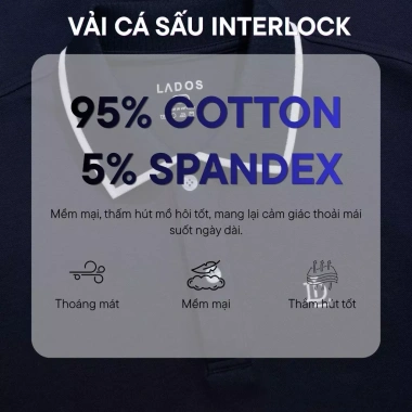 Áo Polo Nam LADOS 9.226 Regular Fit, Cá Sấu Interlock, Sang Trọng, Giá 208.000₫