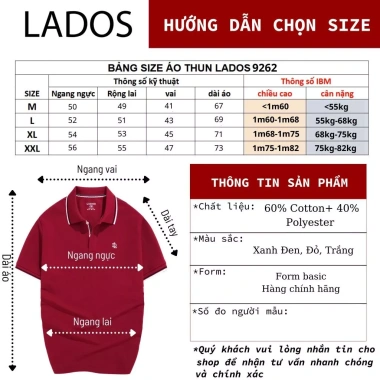 Áo Polo Nam LADOS-9.262 Thun Cá Sấu CVC Mềm Mại, Thoáng Khí, Viền Trụ Cổ, Sang Trọng – 239k 7