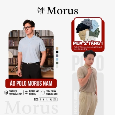 Áo Polo nam Morus M1 cotton 100% basic, viền cổ và tay cao cấp - Giá 449.000₫