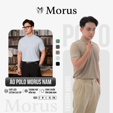 Áo Polo nam Morus M1 cotton 100% basic, viền cổ và tay cao cấp - Giá 449.000₫ 2