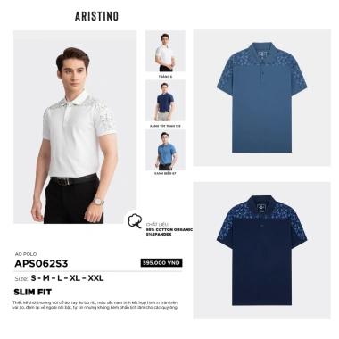 Áo Polo Nam tay ngắn Aristino Cotton Organic dáng slim, cổ dệt cao cấp giảm giá 17% chỉ 297.5k