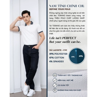 Áo polo nam TORANO MONOGRAM POLO bo kẻ thoáng khí cotton 345k giảm còn 288k 6 Áo polo nam TORANO MONOGRAM POLO bo kẻ thoáng khí cotton 345k giảm còn 288k 6