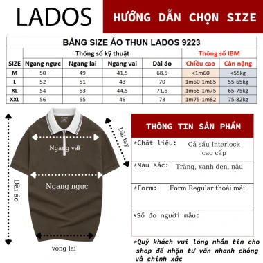 Áo Polo Ngắn Tay Nam LADOS-9.223 Cá Sấu Interlock Dây Kéo Sang Trọng - 219.000₫