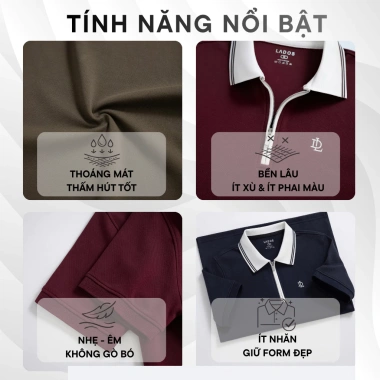 Áo Polo Ngắn Tay Nam LADOS-9.223 Cá Sấu Interlock Dây Kéo Sang Trọng - 219.000₫