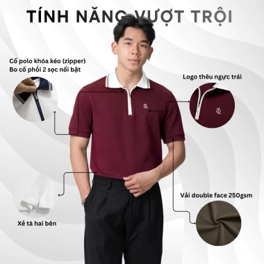 Áo Polo Ngắn Tay Nam LADOS-9.223 Cá Sấu Interlock Dây Kéo Sang Trọng - 219.000₫