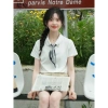 Áo Polo Nữ Văn Phòng Thanh Lịch Cotton Co Dãn, Phối Cổ Sơ Mi & Bandana, Giá 199k Giảm 20%