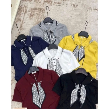 Áo Polo Nữ Văn Phòng Thanh Lịch Cotton Co Dãn, Phối Cổ Sơ Mi & Bandana, Giá 199k Giảm 20% 5