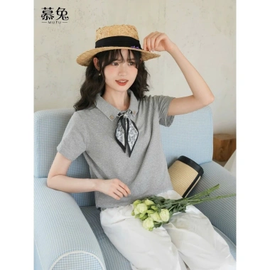 Áo Polo Nữ Văn Phòng Thanh Lịch Cotton Co Dãn, Phối Cổ Sơ Mi & Bandana, Giá 199k Giảm 20% 9